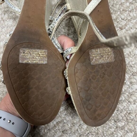 Kelly & Katie Wedge Summer Sand Rhinestone Shoe size 6.5 silver - Picture 5 of 8